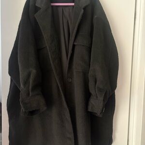 Old Navy Black Wool-Blend Trench Coat
